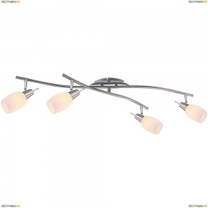 54983-4 Спот Globo Gillian, 4 плафона, белый, никель с хромом