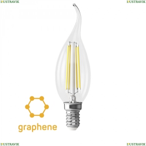 7133 (VG10-CW35E14cold9W-F) Светодиодная лампа, Свеча на ветру E14 4000K 9W Graphene Voltega (Вольтега), Crystal