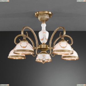 PL.8030/5 Люстра потолочная Reccagni Angelo, 5 плафонов, бронза, белый с рисунком