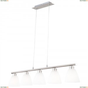 68615-5 Люстра подвесная Globo Illimani, 5 плафонов, никель с хромом, белый