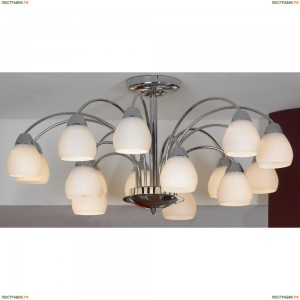 LSF-2403-15 Люстра потолочная Lussole Apiro, 15 плафонов, хром, белый