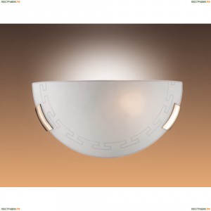 061 Настенный светильник бра Sonex Greca полукруглый белый с узором, 1 лампа, бронза, дерево
